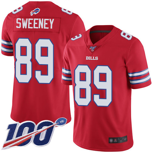 Men Buffalo Bills #89 Tommy Sweeney Limited Red Rush Vapor Untouchable 100th Season NFL Jersey